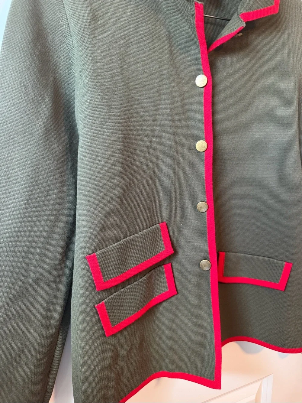 ⚡️Anthropology Dolan Military Sweater Blazer - Olive Green with Red Trim
